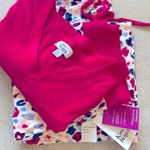 Kim Roger's Whisperluxe sleepwear 2-pc pajama set, size S. Bright pink/white NWT